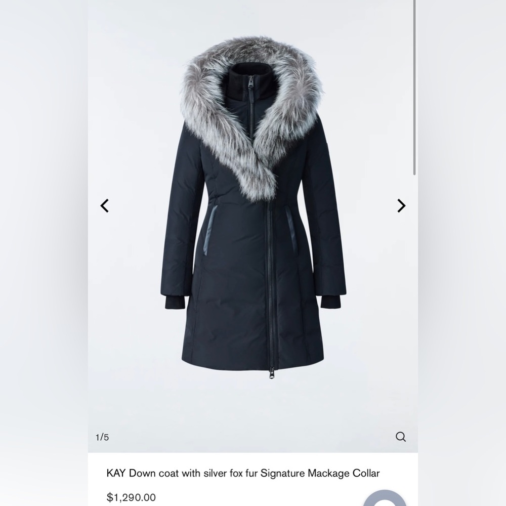 KAY Down coat with silver fox fur Signature Mackage Collar